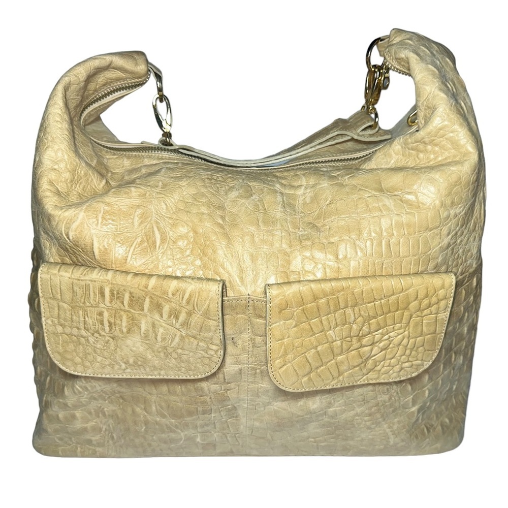 Terrida Vintage Croc Leather Tote Duffle Carry On Travel Bag Italy